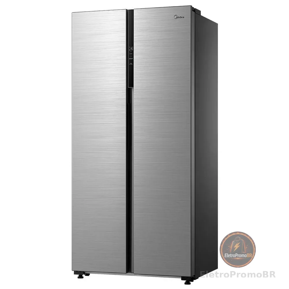 Refrigerador Side By Side 442l Inverter Cor Inox Conectada Midea Mdrs598fga041 - 127v
