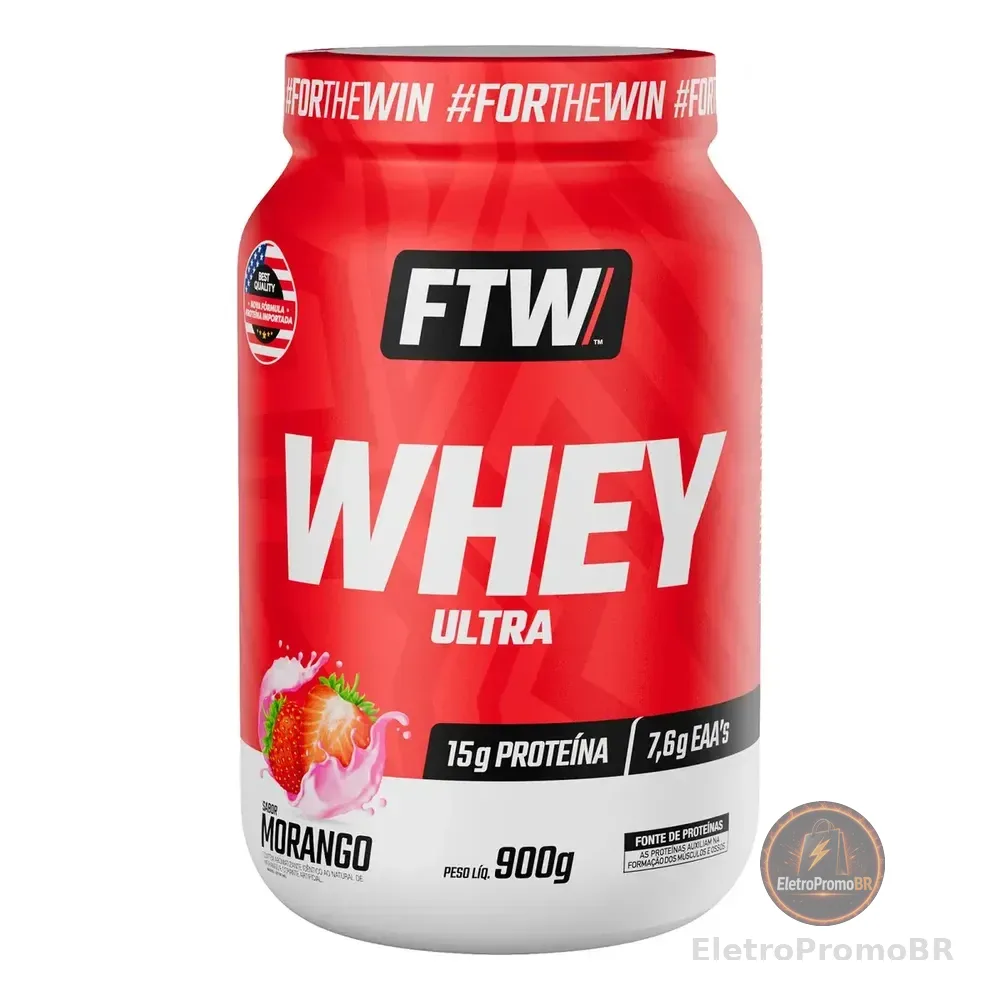 Whey Protein Ultra Pote 900g Sabor Morango - Ftw