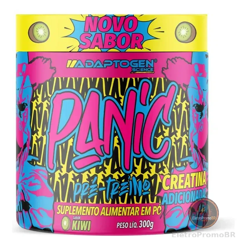 Suplemento Em Pó Adaptogen Science Panic Pré Treino Com Creatina Pote 300g Sabor Kiwi