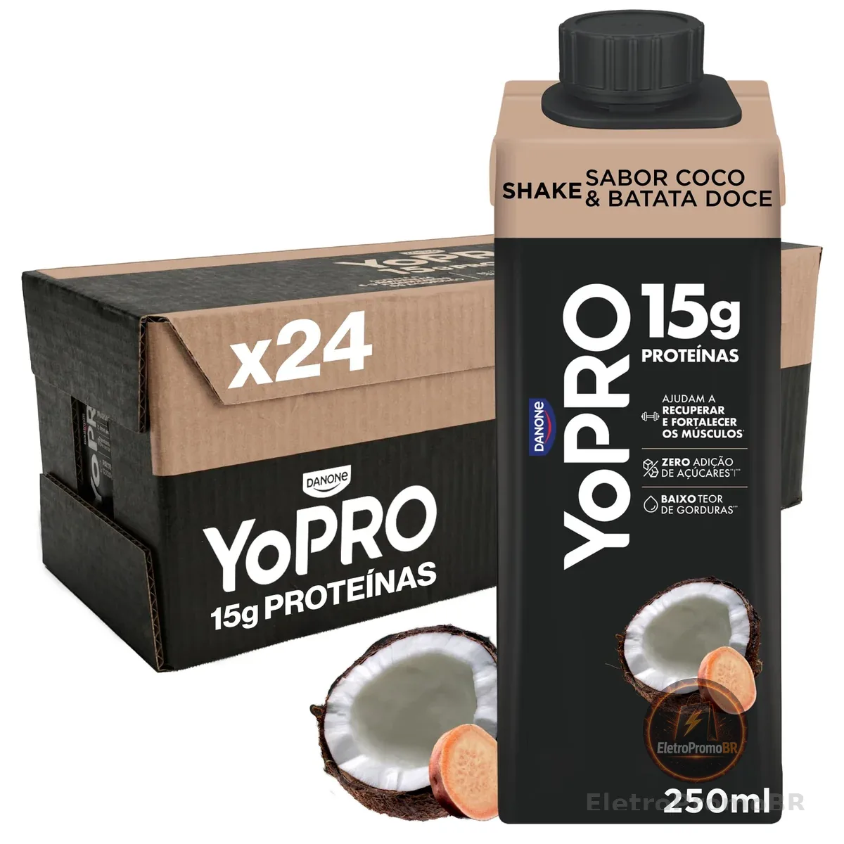 Pack YoPRO Bebida Láctea UHT Coco com Batata Doce 15g de Proteínas 250ml - 24 Unidades