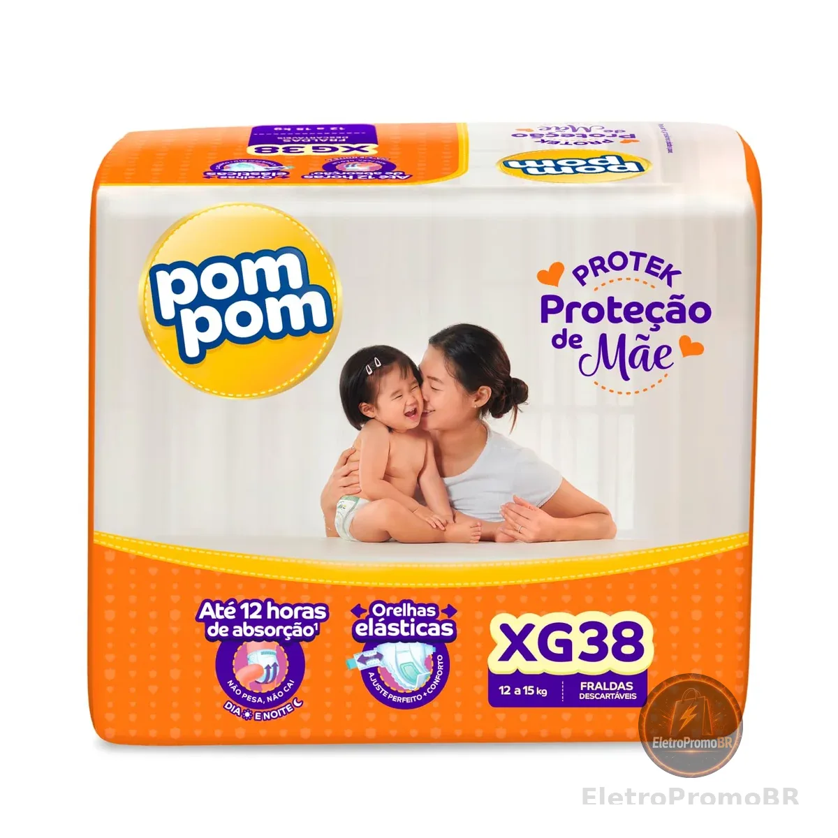 Fralda Pom Pom Protek Proteção de Mãe Mega XG 38 Unidades