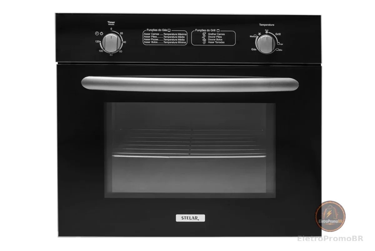 Forno de Embutir à Gás Stelar Napoli de 46 Litros Preto 127V