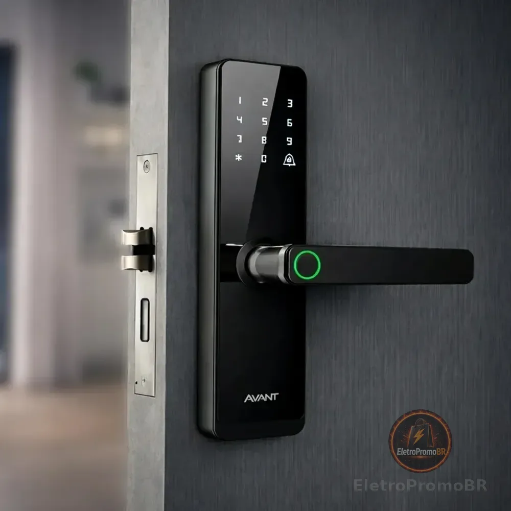 Fechadura Eletronica Motion Biometria Embutir Preto Avant
