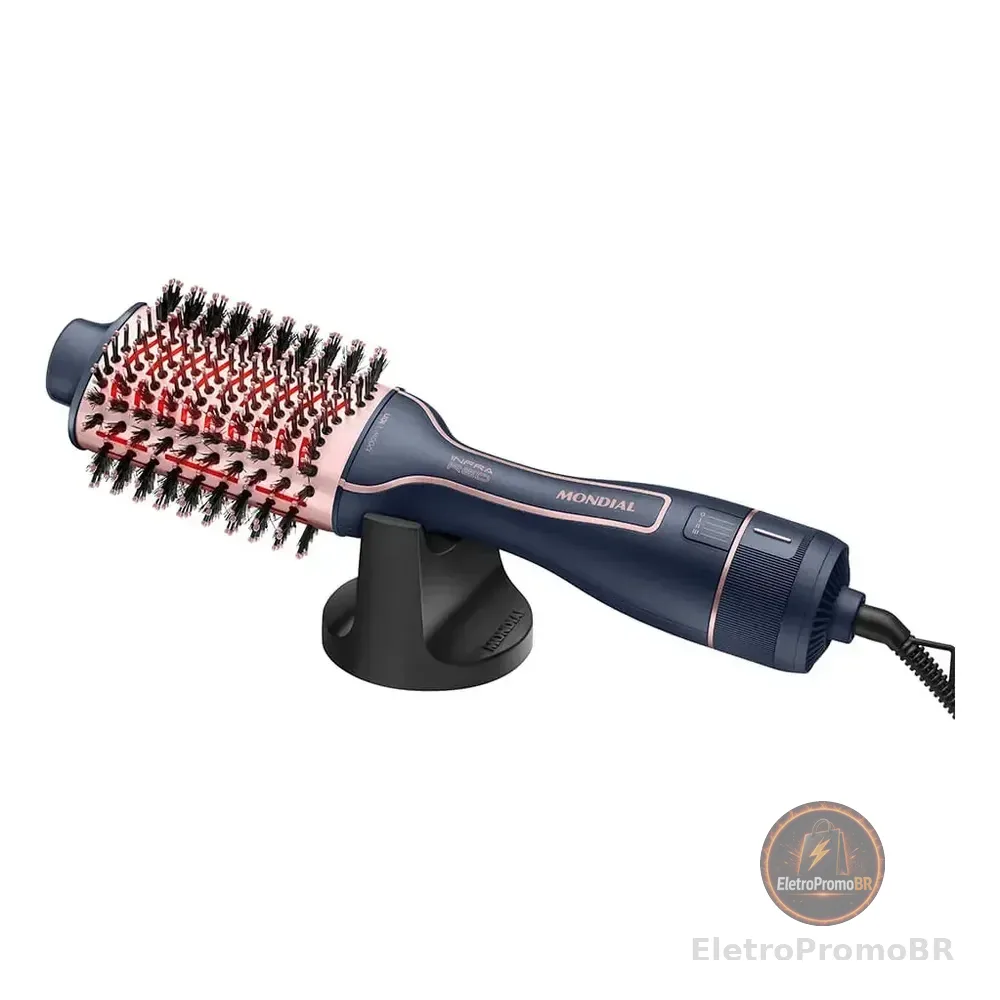 Escova Secadora Mondial Infrared Es01ir 1200w Azul E Golden Rose Bivolt