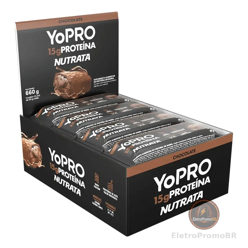 Yopro Bar 55g Display Com 12 Unidades Chocolate Nutrata