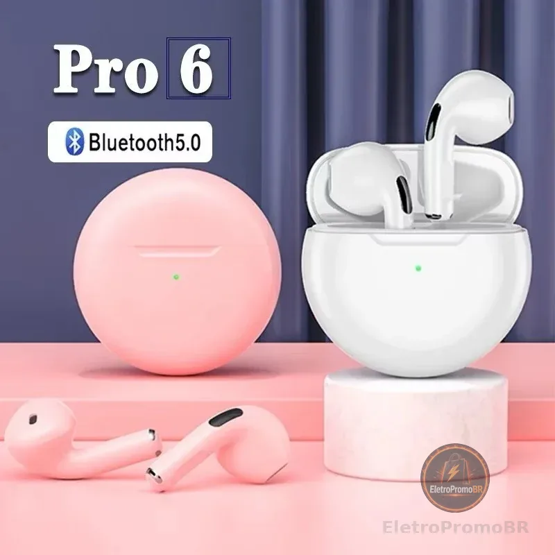 Air Pro 6 TWS Fones de ouvido Bluetooth sem fio Fones de ouvido esportivos  fang