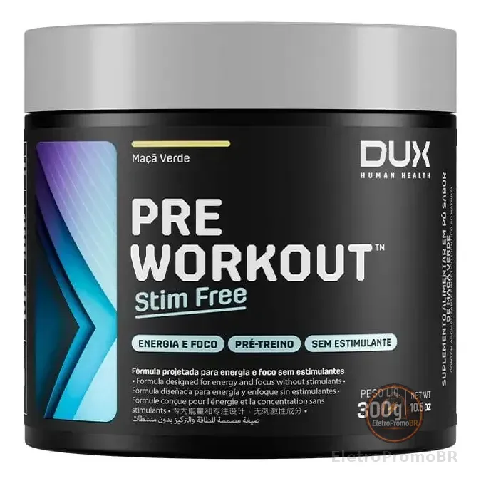 Dux Pre Workout Stim Free 300g Sabor Maçã Verde