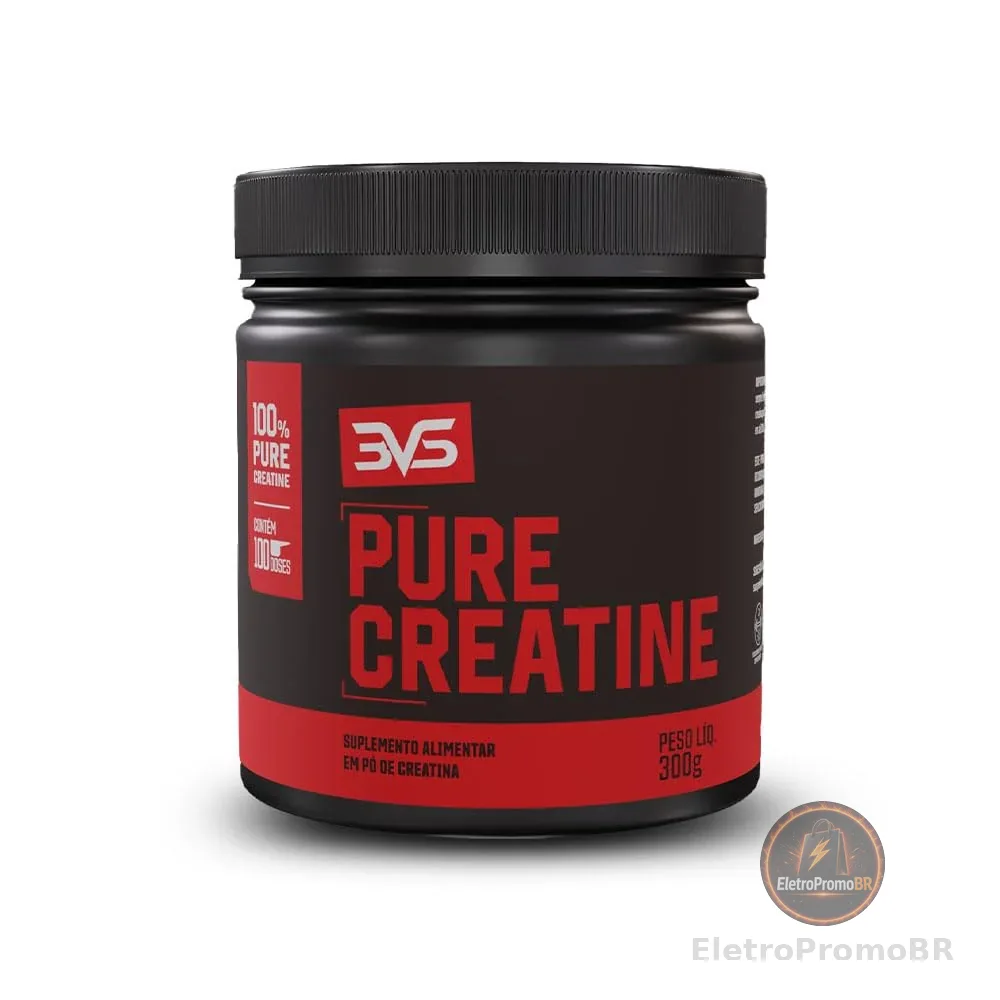 Creatina Monohidratada Pura Micronizada 300g 3VS Nutrition · 100% Pureza · Sem Sabor · 100 doses