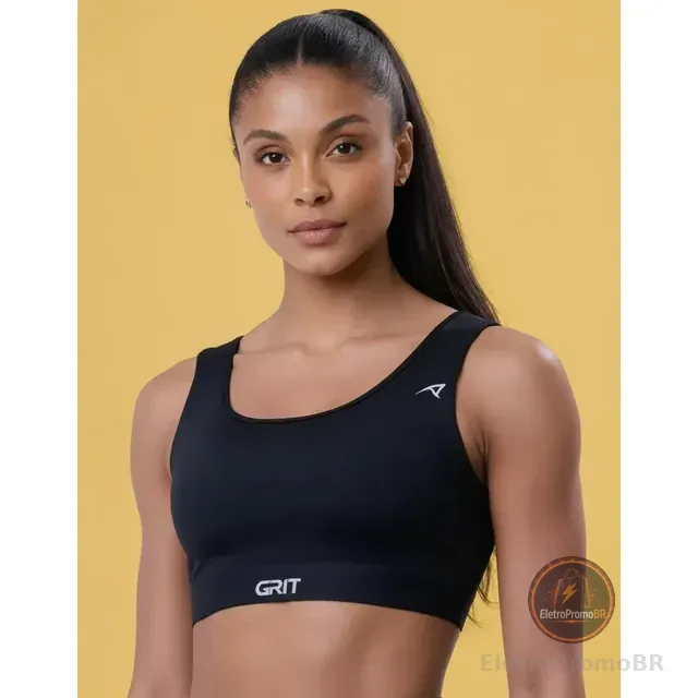 Top Corrida Feminino Authen Grit Bossa Reto Bolso Ajustável