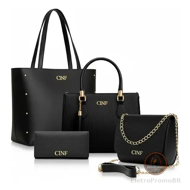 Kit Bolsas Feminina Sacola Transversal Tira Colo Carteira