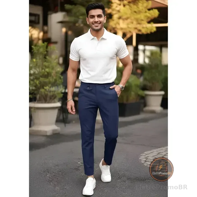Calça Masculina Alfaiataria Italiana Moderna Social Aba