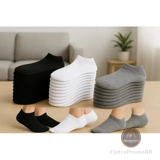 Kit 24 Pares Meia Soquete Cano Curto Unissex Atacado Cores