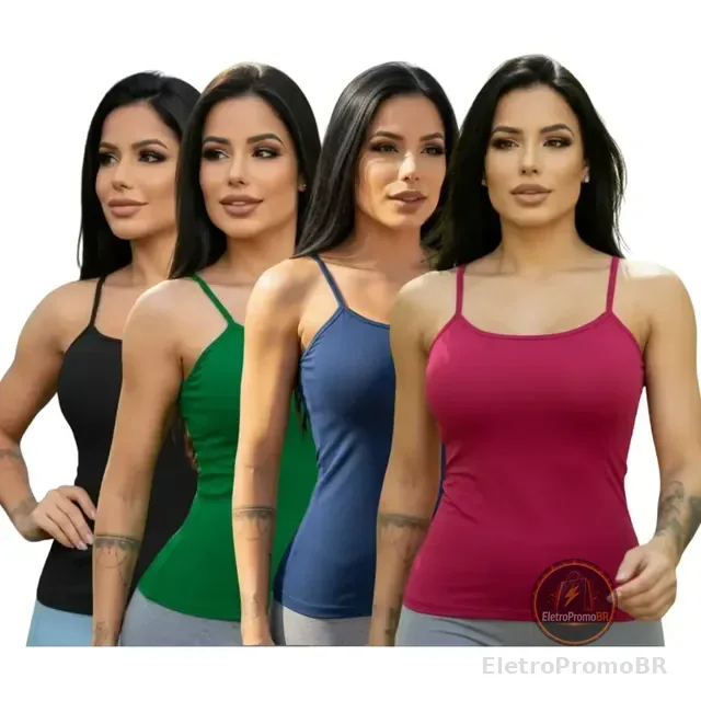 Kit 4 Regatas C/bojo Alcinha Feminina Dia A Dia Básica Leve