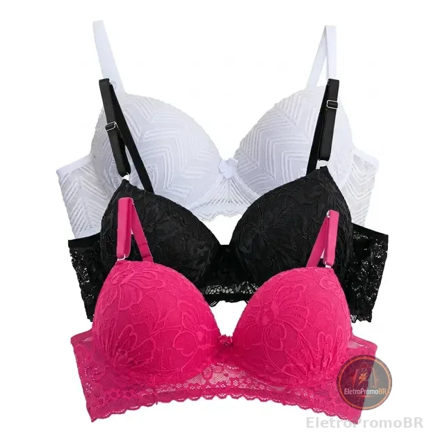 Kit 3 Sutian Soutien Com Bojo Renda Luxo Atacado Revenda
