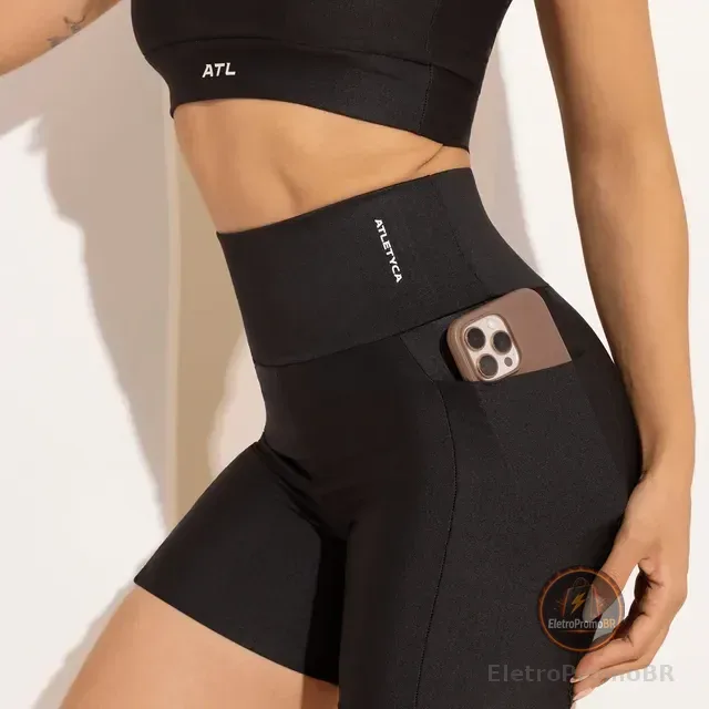 Short Fitness Academia Feminino Com Bolsos Laterais Atletyca