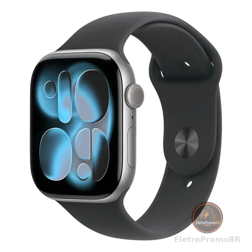 Apple Watch Series 11 Gps - Caixa Cinza-espacial De Alumínio  46 Mm - Pulseira Esportiva Preta  M/g