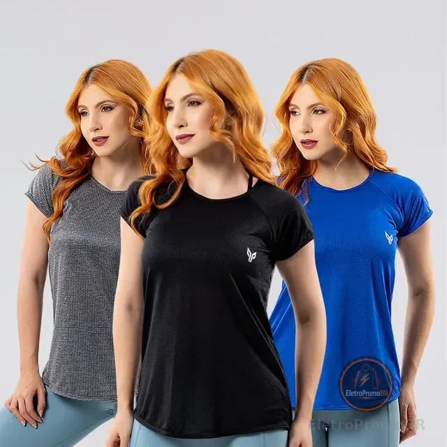 Kit 3 Camiseta Dry Fit Feminina Roupa Academia Blusa Fitness