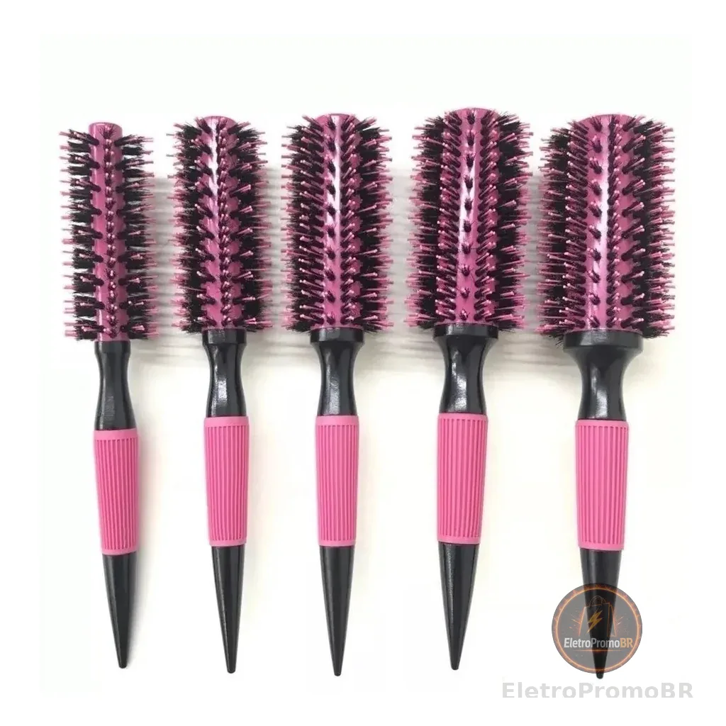Escova De Cabelo Térmica Cerdas De Javali Mista Madeira