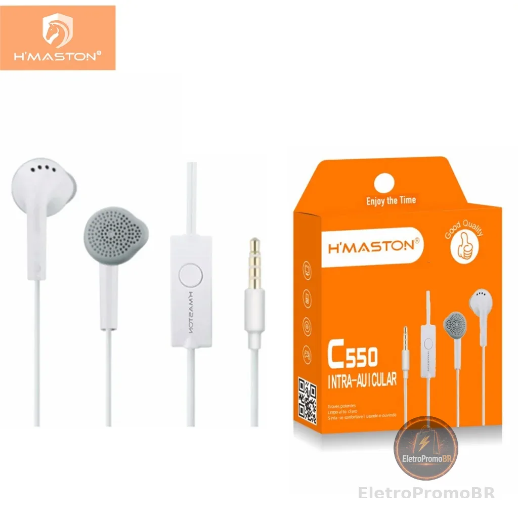 H'maston C550 Fone De Ouvido Com Fio e Microfone Fone de ouvido para celular entrada de 3.5mm