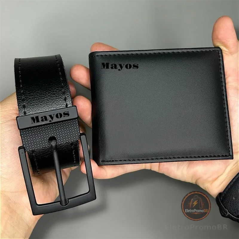 Kit Cinto Masculino 125CM + Carteira Masculina LISA.
