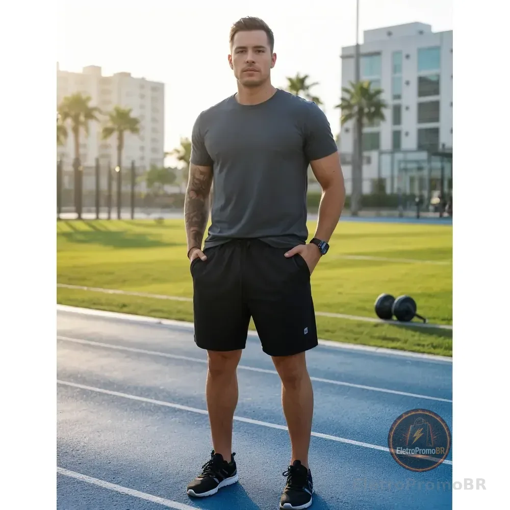 Shorts Ciclico Dry Fit Masculino Esportivo Academia Futebol Preto Gg