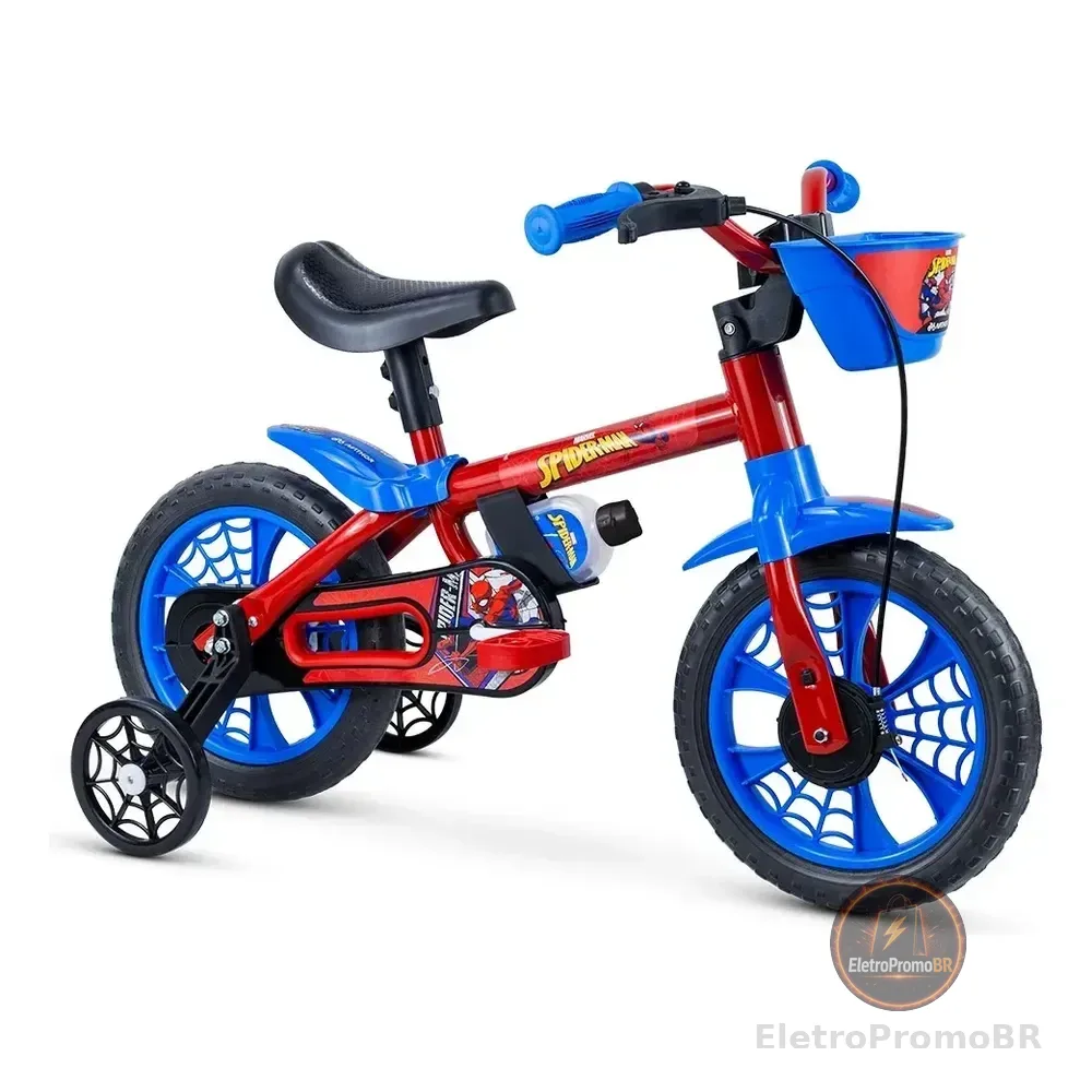 Bicicleta Infantil Aro 12 Homem Aranha Nathor Spider-man Cor Vermelho Azul E Preto Vermelho/azul/preto Xs