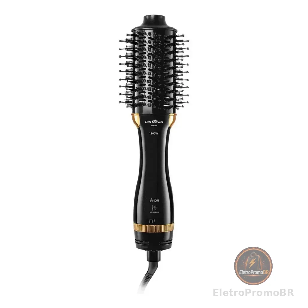 Escova Secadora Britânia Nanocerâmica 1300w Infrared Bes24p Bivolt 127/220v