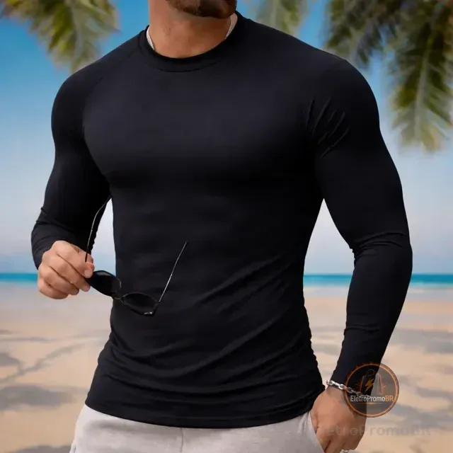 Camisa Manga Longa Uv 50 Proteção Mascunino Sol Segunda Pele
