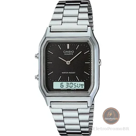 Relógio Casio Unissex Vintage Prata Aq-230a-1dmq Prateado