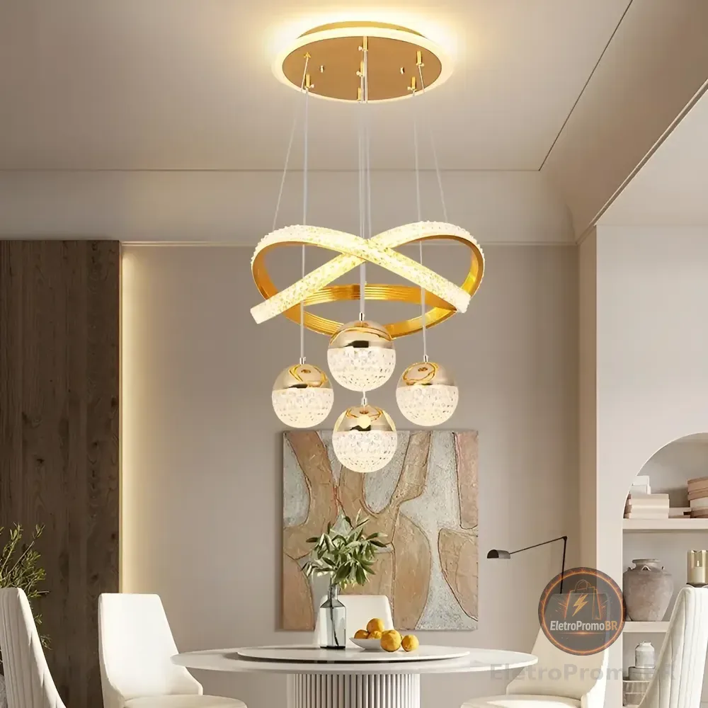 Lustres Sala, Luminaria Pendente Teto - 3 Cores Lampada Led 127/220v C24