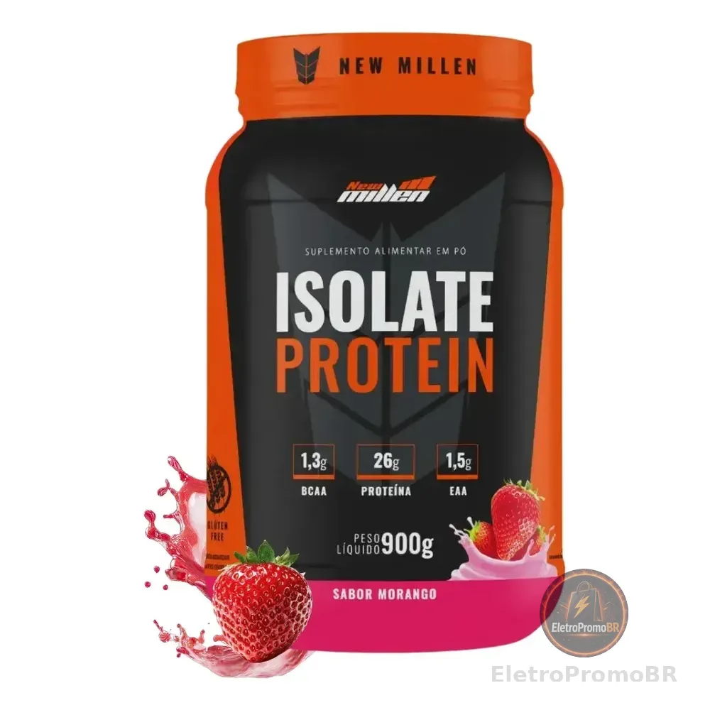 Whey Isolate Protein 900g New Millen Sabor Morango