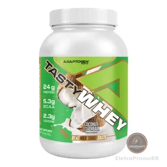 Suplemento Tasty Whey 3w Gourmet Whey Protein Adaptogen Science Pote 900g Sabor Sorvete De Coco