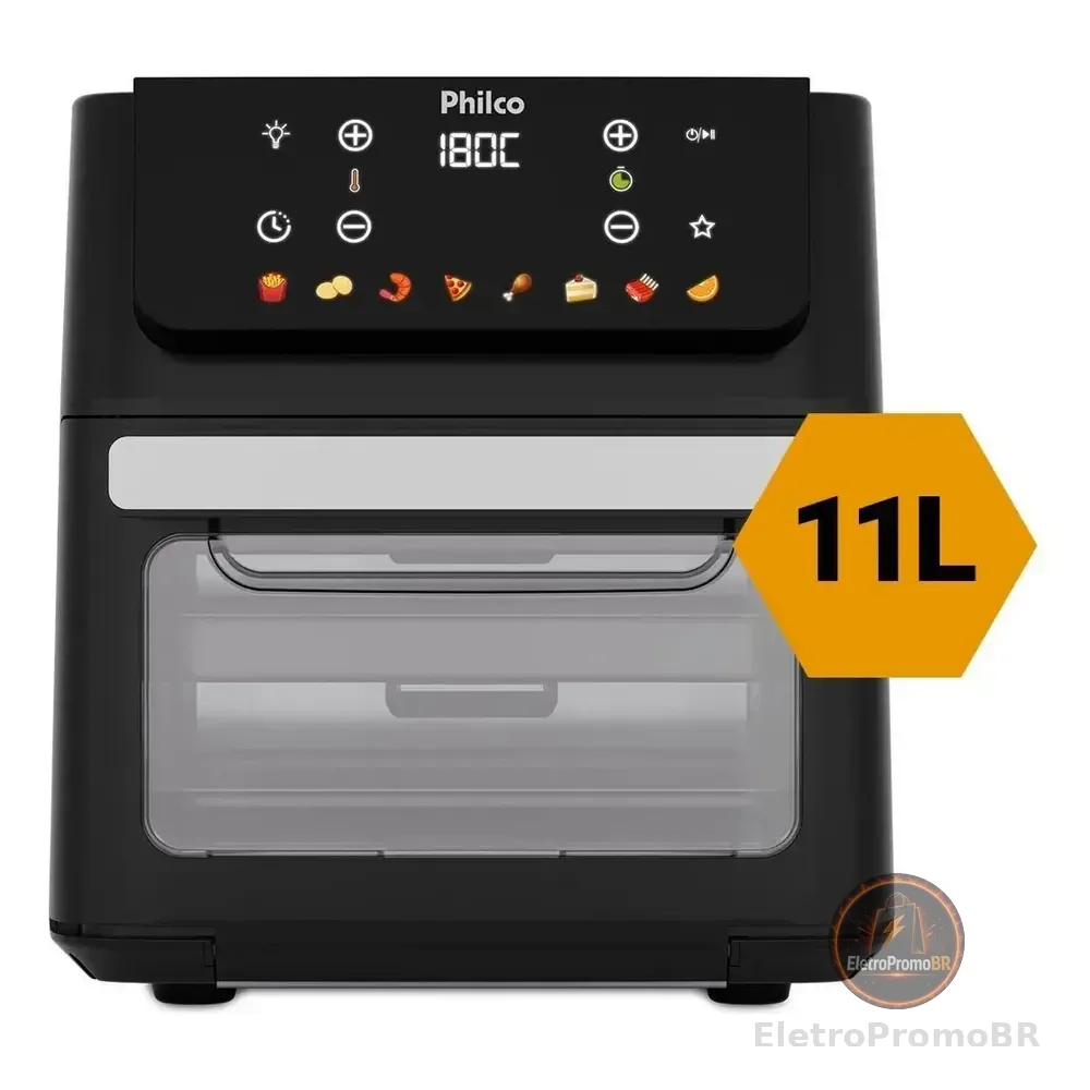 Air Fryer Oven Philco 11l 8 Funções Visor 1800w Paf11b Preto 127v