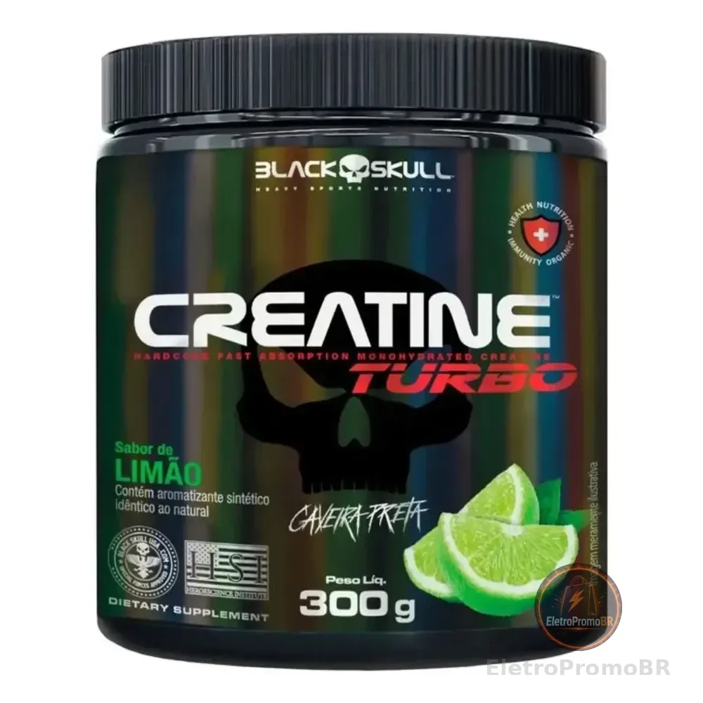 Suplemento Em Pó Creatine Turbo Sabor Limão 300g Black Skull