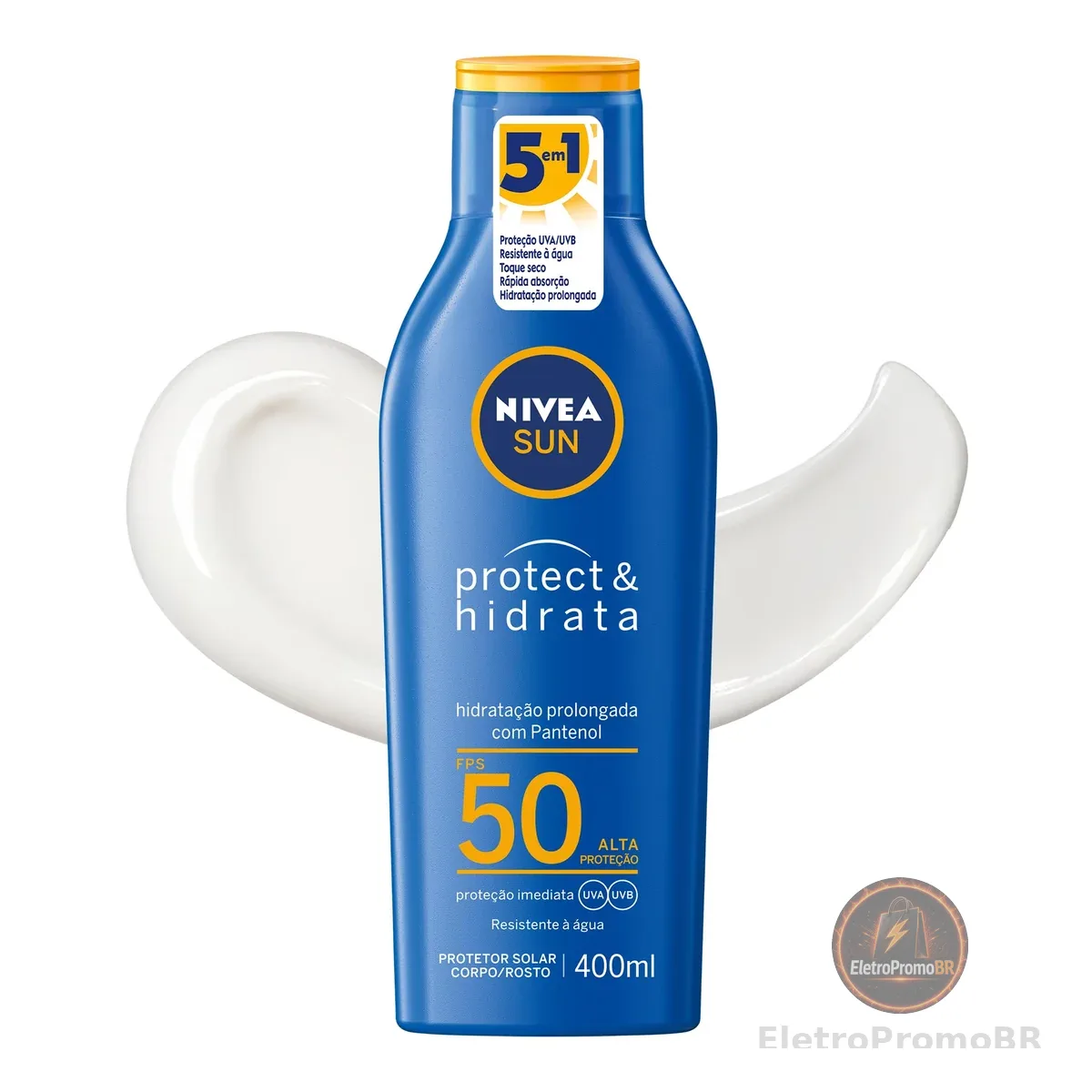 NIVEA SUN Protetor Solar Protect & Hidrata FPS 50 400ml - Com toque seco, rápida absorção e resistente à água, esse protetor solar oferece altíssima proteção ao sol e promove hidratação à pele