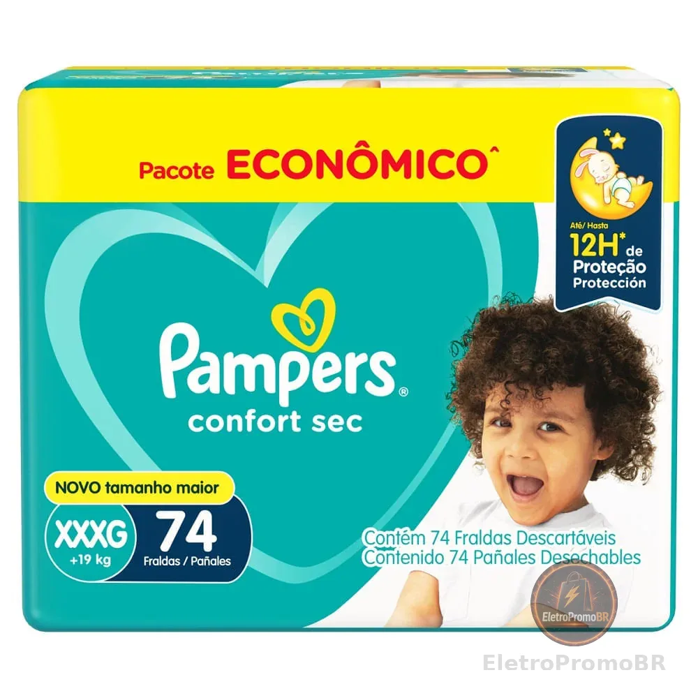 Fralda Descartável Pampers Confort Sec XXXG 74 Unidades