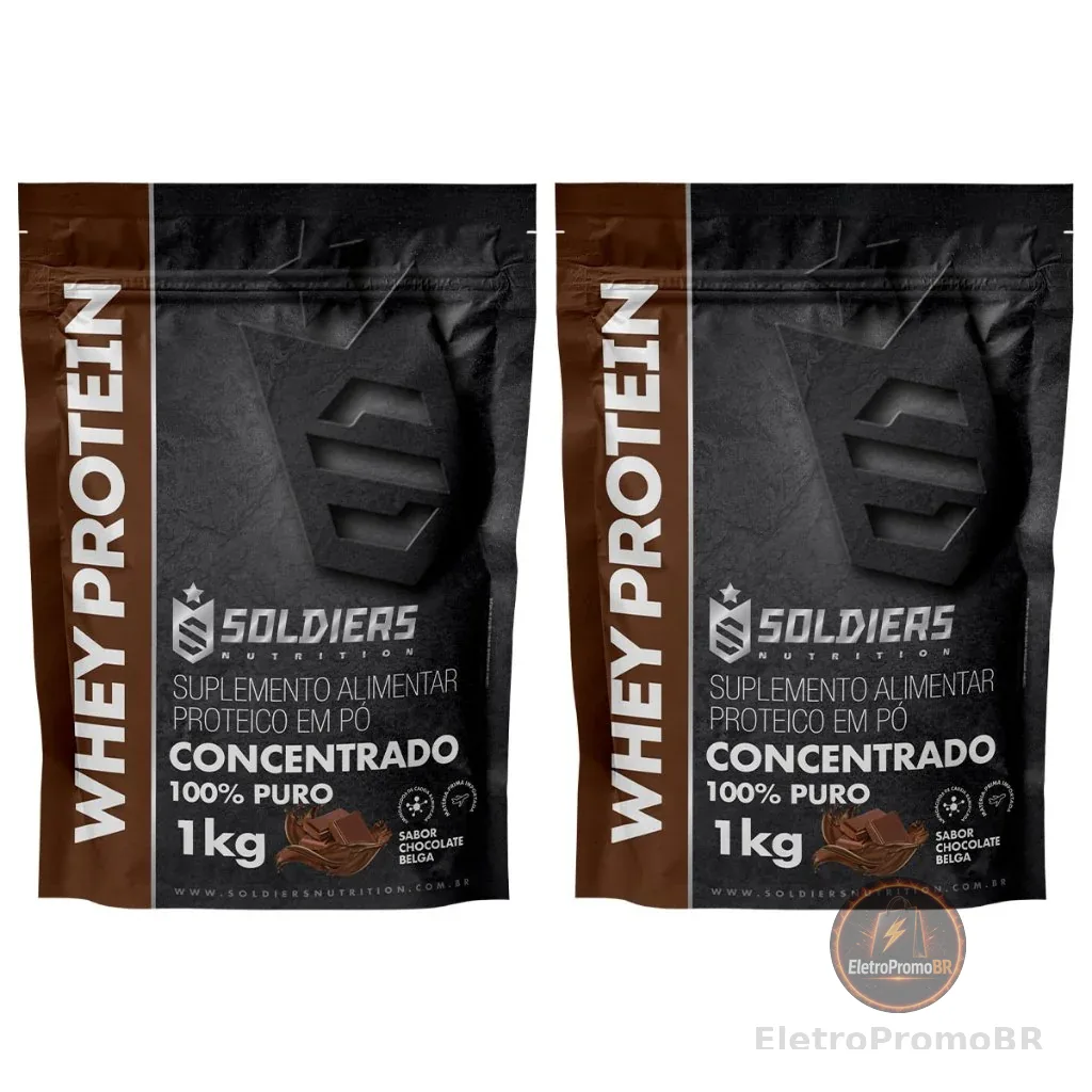 Kit: 2kg Whey Protein Concentrado - 100% Importado - Soldiers Nutrition