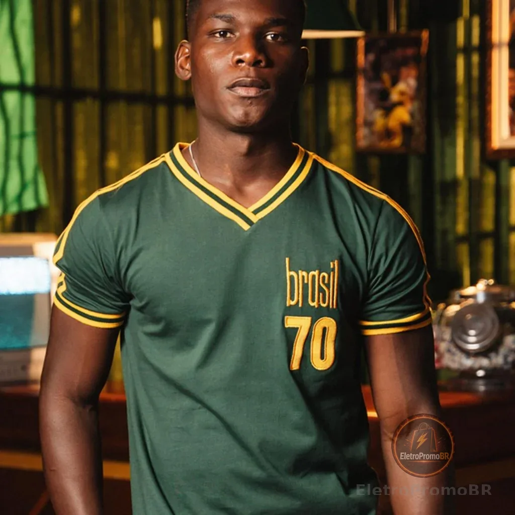 Camisa Brasil Pelé Retrô Treino 1970  Masculina Oficial