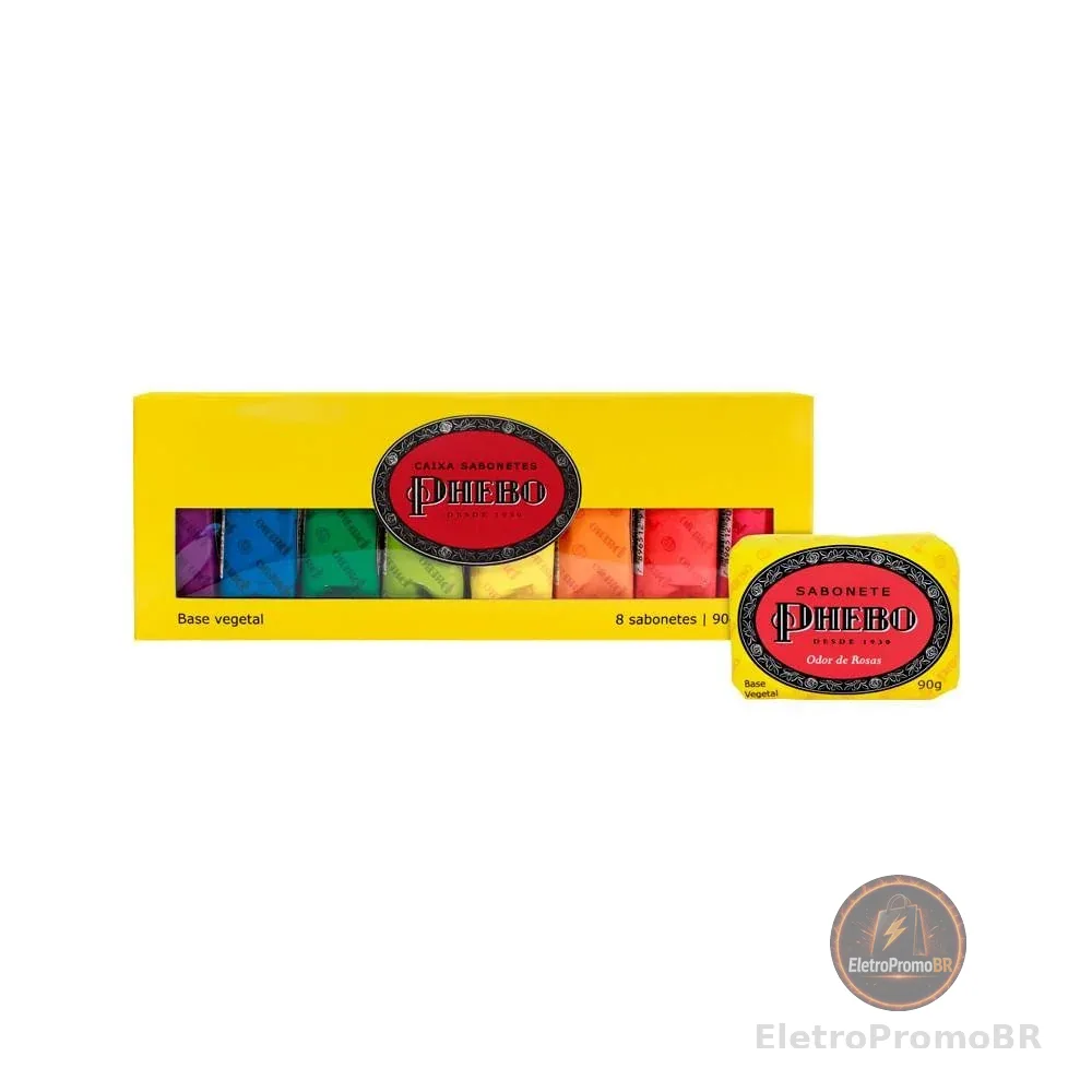 KIT SABONETE EM BARRA PHEBO AMARELO COM 8 UNIDADES 90GR CADA