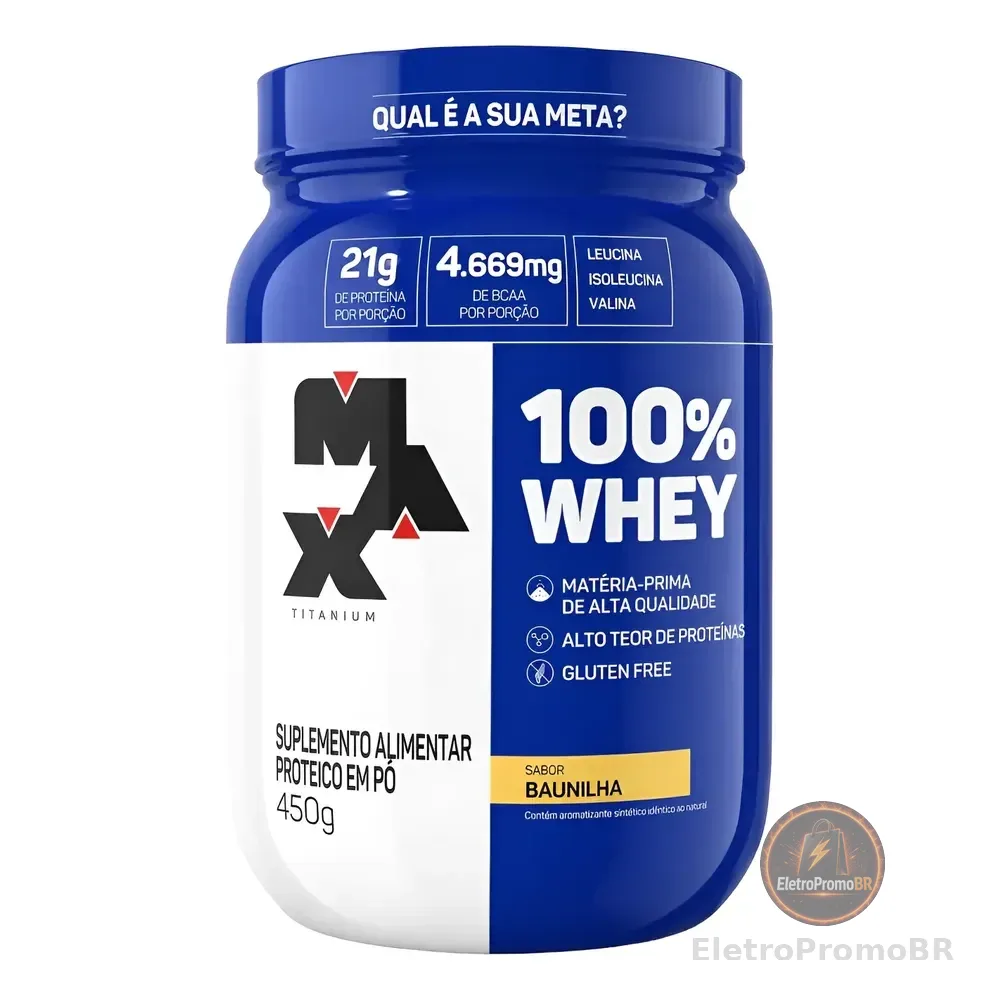 100% Whey Baunilha Max Titanium 450g Baunilha