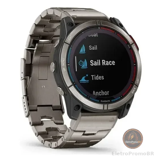 Smartwach Garmin Quatix 7x Solar Titânio Gps Náutico Rev Aut Bege Milanês