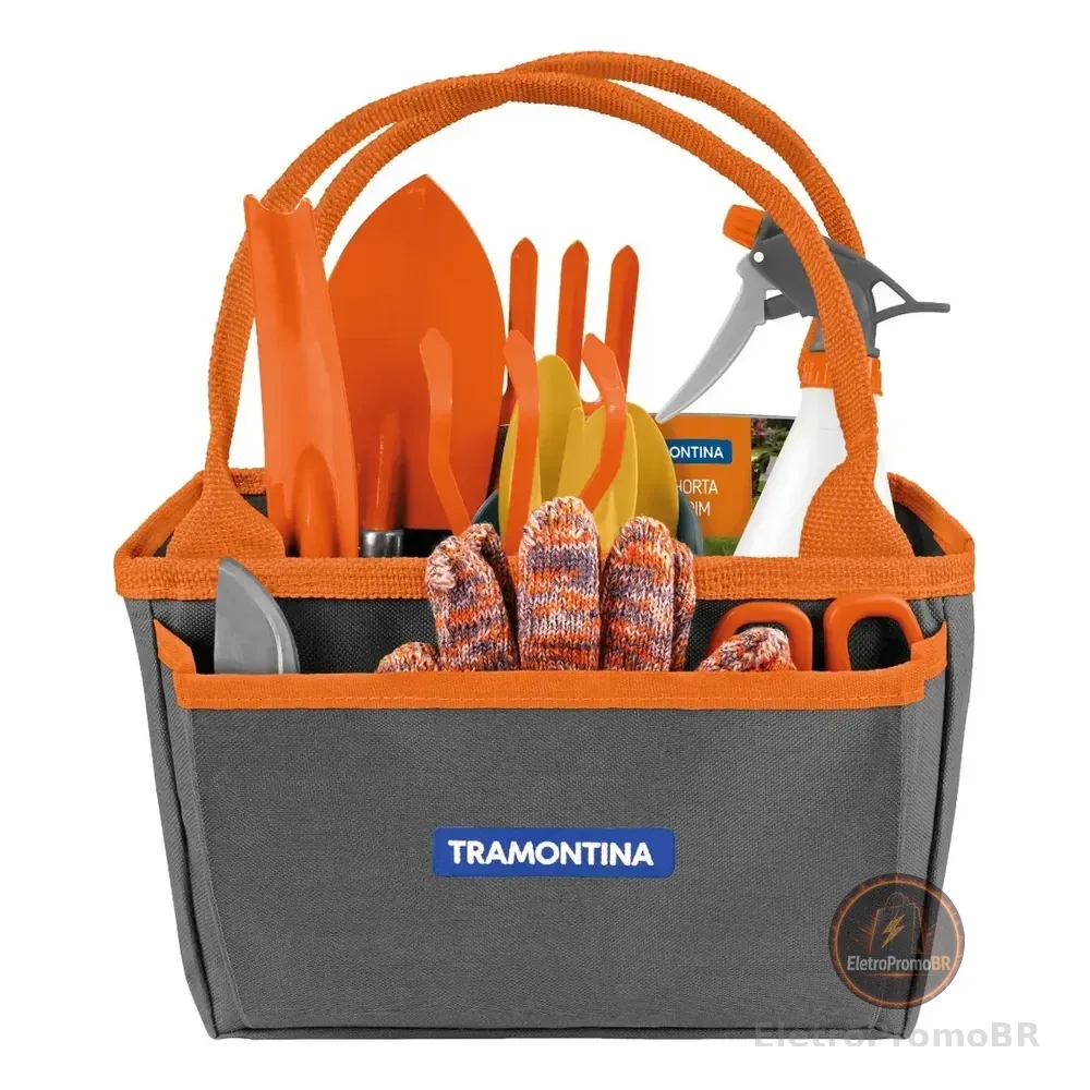 Kit Presente De Ferramenta Para Jardim Com Bolsa De Lona 13 Peças Tramontina Cinza-escuro