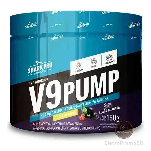 V9 Pump Pré Treino Pote 150g Shark Pro Sabor Tangerina