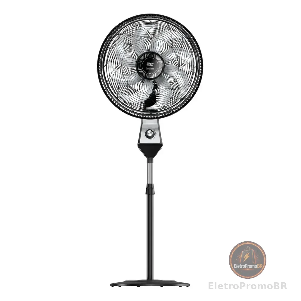 Ventilador De Coluna Silencioso Wap Flow Turbo 180w 8 Pás Com Ajuste De Altura E 3 Velocidades 50 Cm 60 Hz Preto 127v Cinza Plástico