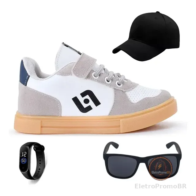 Kit Tenis Infantil Casual Street + Bone Oculos E Relogio