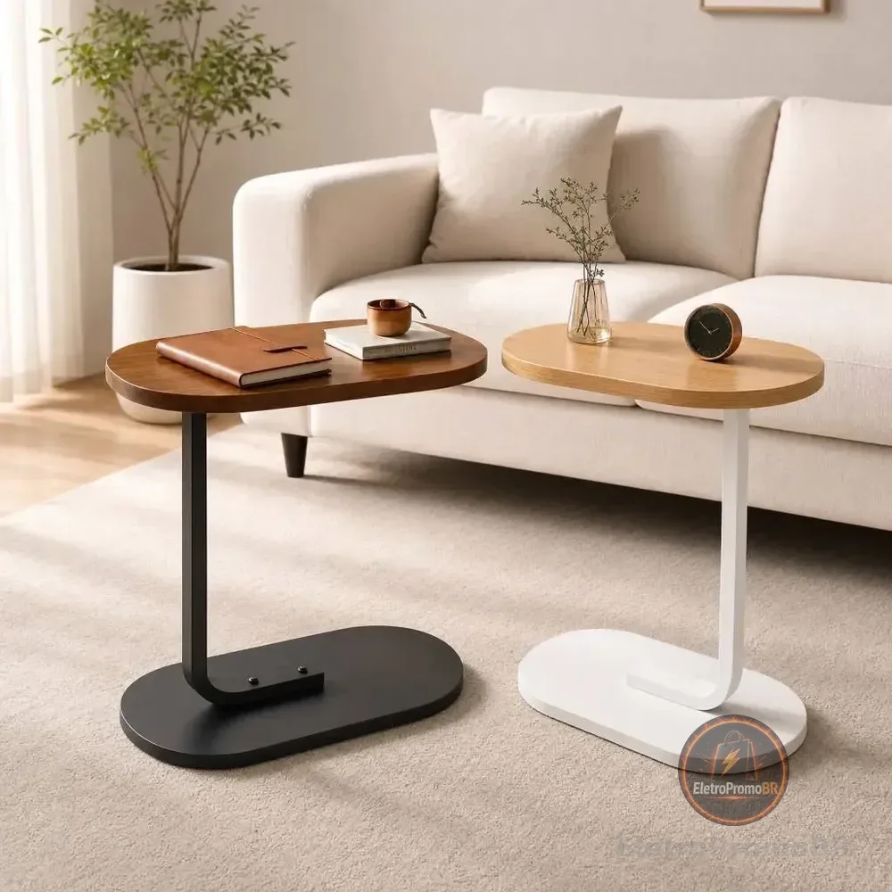 Mesa De Apoio Lateral Para Notebook Sala Sofá Cama Multiuso Preto