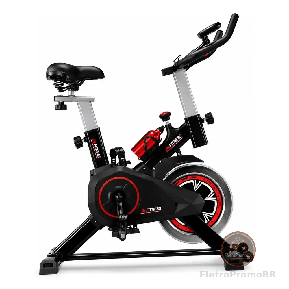 Bicicleta Ergométrica Spinning Profissional 120kg Silenciosa Jn Fitness + Squeeze Preto/vermelho 127/220v