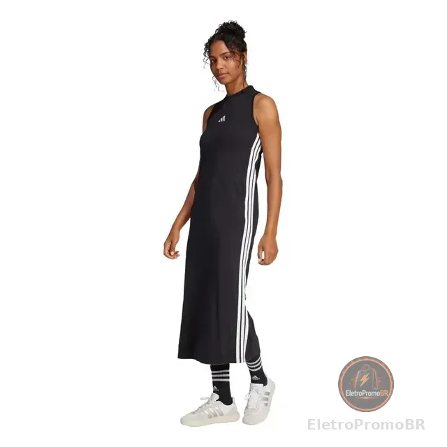 Vestido Costas Nadador Longo Essentials Três Listras adidas