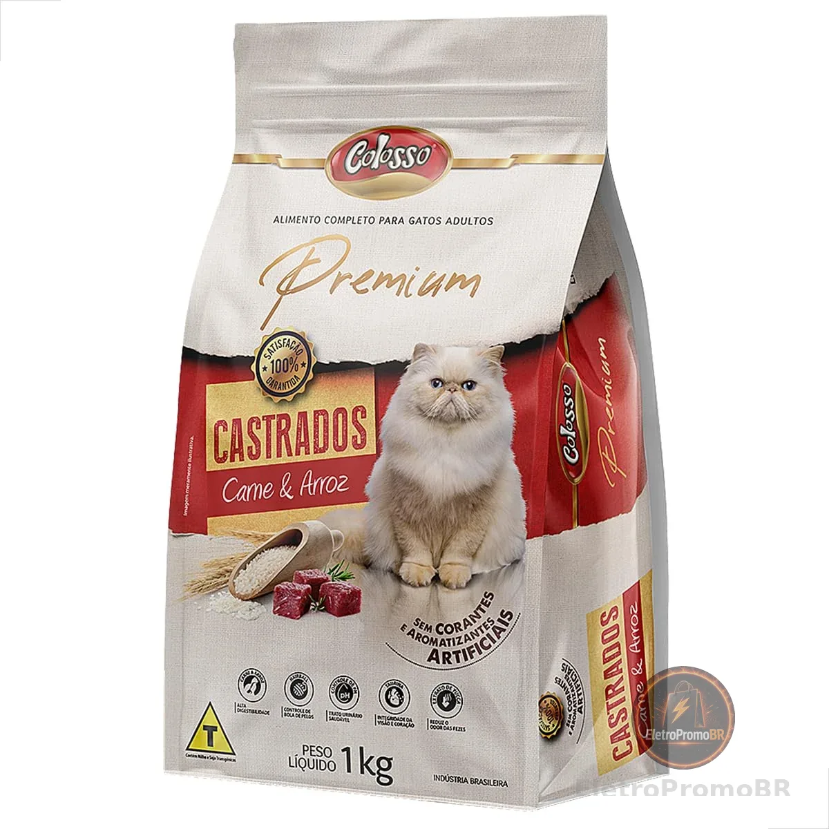 Colosso Premium Ração para Gato Castrado Sabor Carne e Arroz 1kg