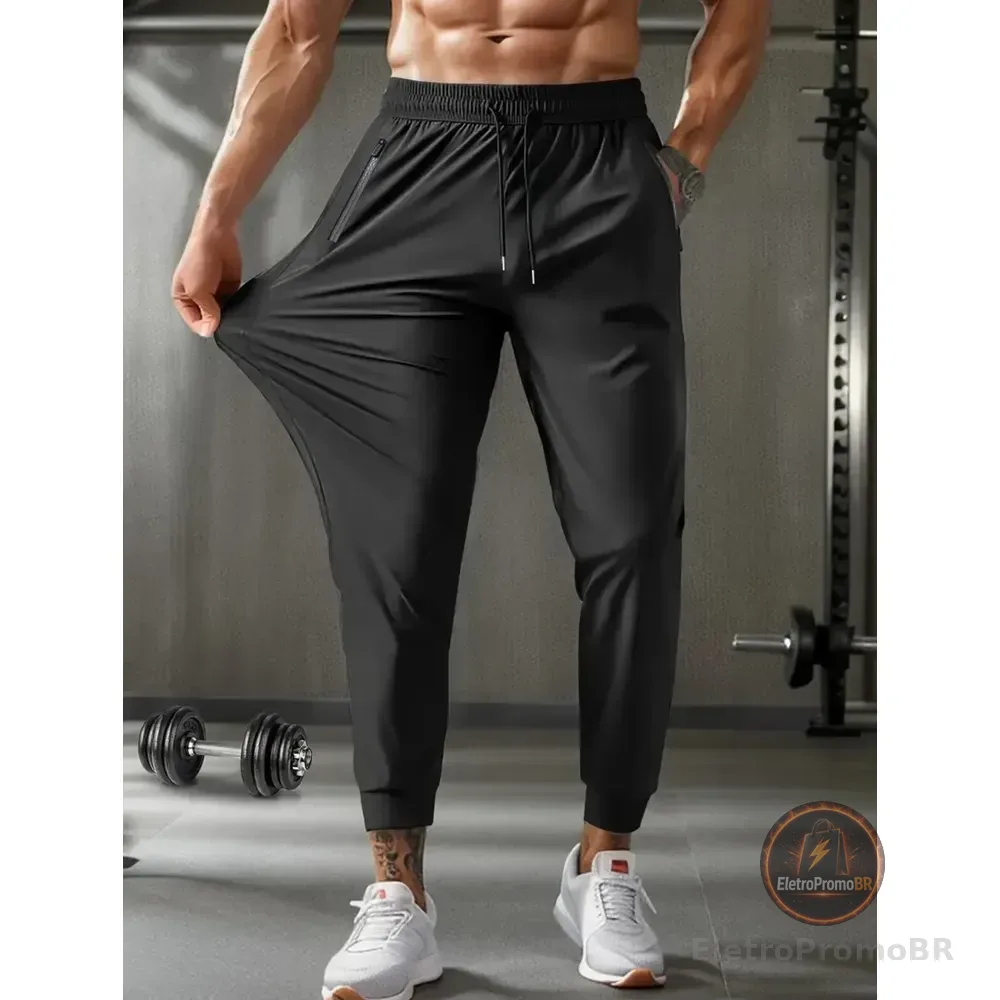 Calça Masculina Com Elastano Esportiva Fitness Academia Fit Preto G 44